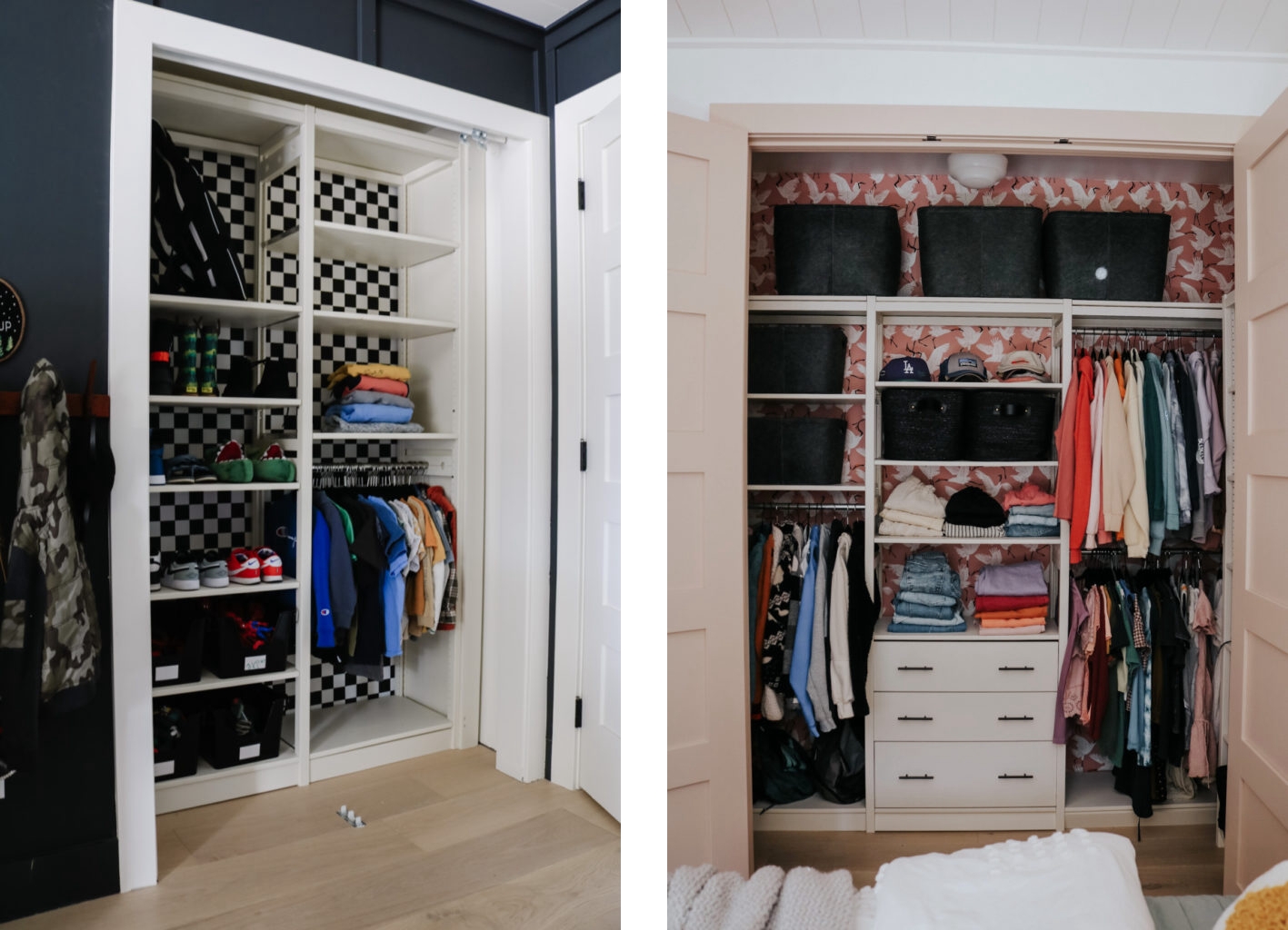 Reach-in solid wood closet system